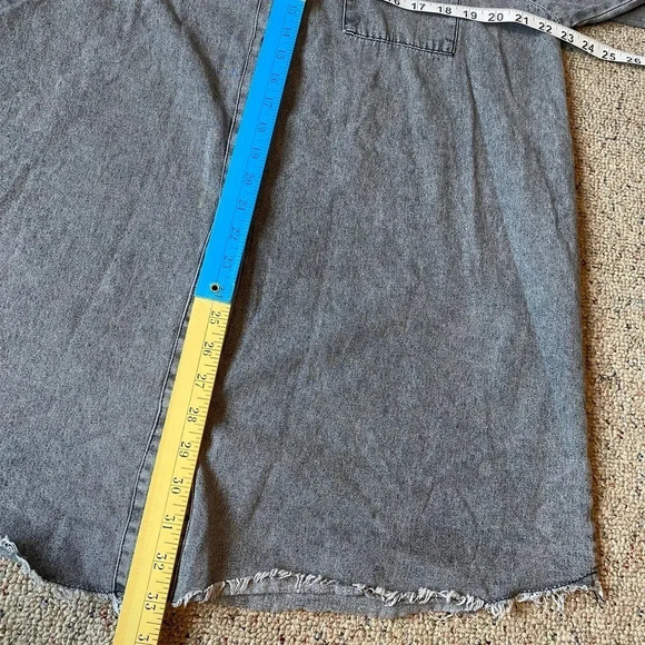 Zilcremo Button Up Gray Denim Shirt Women Plus Size 2XL Pockets - Picture 4 of 8